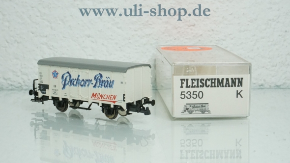 Fleischmann H0 5350 K Güterwagen Bierwagen Pschorr-Bräu mit Bremserhaus wenig bespielt Gleichstrom mit OVP
