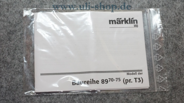 Märklin H0 Baureihe 89 (pr. T3) Bedienungsanleitung Galeriebild - zum Vergrößern bitte auf das Bild klicken
