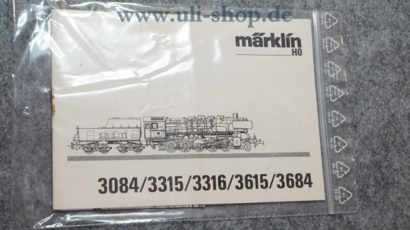 Märklin H0 3084/3315/3316/3915/3684 Bedienungsanleitung Galeriebild - zum Vergrößern bitte auf das Bild klicken
