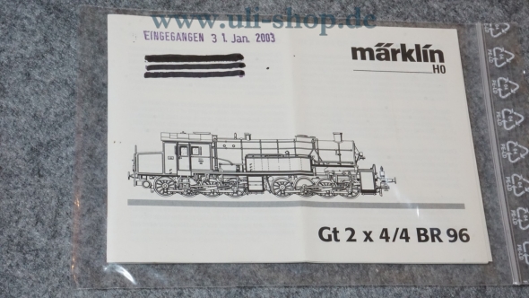 Märklin H0 Gt 2 x 4/4 BR 96 Bedienungsanleitung Galeriebild - zum Vergrößern bitte auf das Bild klicken