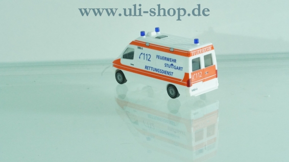 Herpa H0 Modellauto Feuerwehr Stuttgart Rettung Mercedes T1N wenig bespielt ohne OVP