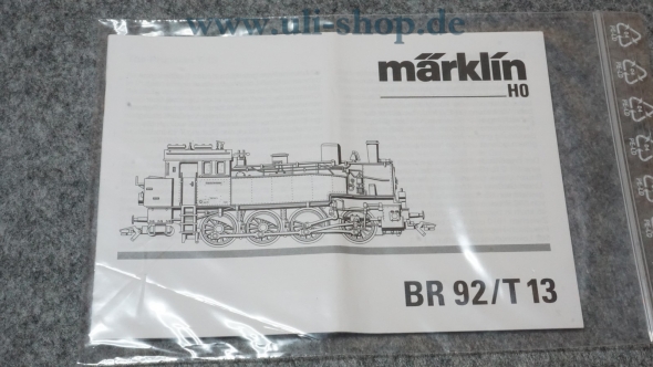 Märklin H0 BR 92/T 13 Bedienungsanleitung Galeriebild - zum Vergrößern bitte auf das Bild klicken