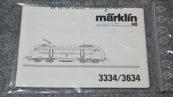 Märklin H0 3334/3634 Bedienungsanleitung Galeriebild - zum Vergrößern bitte auf das Bild klicken