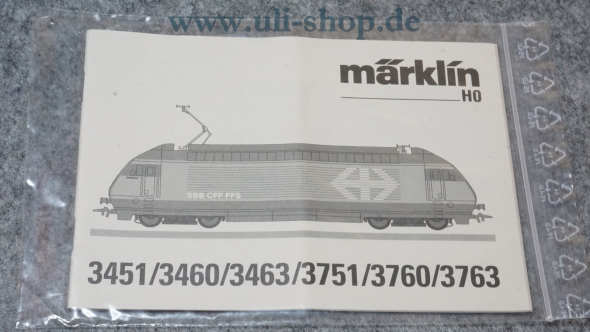 Märklin H0 3451/3460/3463/3751/3760/3763 Bedienungsanleitung Galeriebild - zum Vergrößern bitte auf das Bild klicken