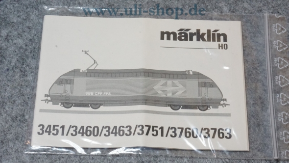 Märklin H0 3451/3460/3463/3751/3760/3763 Bedienungsanleitung Galeriebild - zum Vergrößern bitte auf das Bild klicken