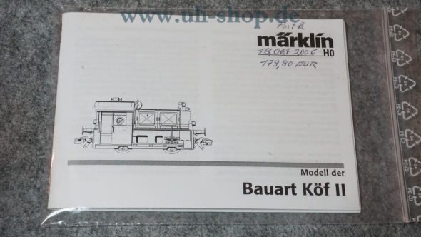 Märklin H0 Bauart Köf II Bedienungsanleitung Galeriebild - zum Vergrößern bitte auf das Bild klicken
