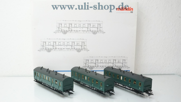 Märklin H0 4397 Wagenpackung Personenwagen-Set Belgien. Drei Abteilwagen 3.Klasse der SNCB wenig bespielt/gebraucht Wechselstrom OVP